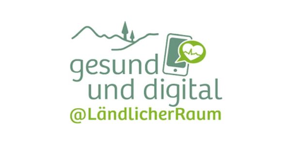 Logo: grüner Schriftzug: gesund und digital @ländlicher Raum