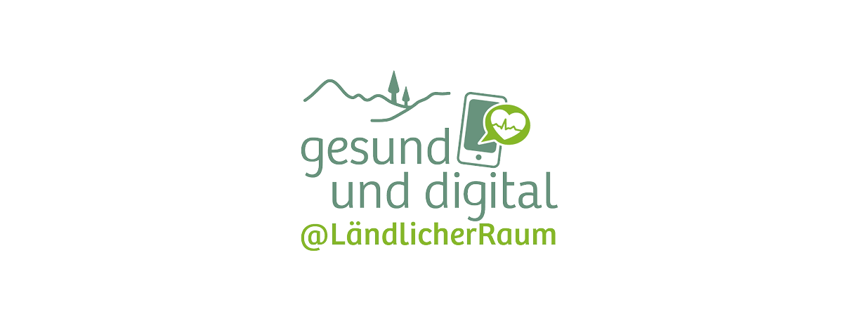 Logo: grüner Schriftzug: gesund und digital @ländlicher Raum